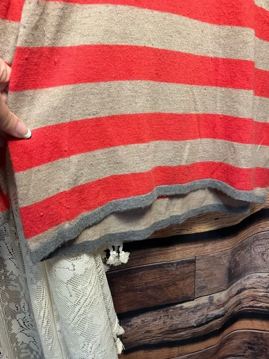 C&C California Striped Red and Tan Cashmere Blend Sweater (149) - Picture 7 of 13
